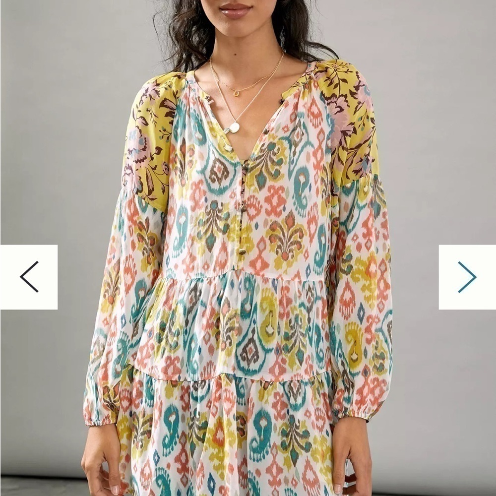 Anthropologie Maureen Bohemian Babydoll Ikat Tunic Blouse